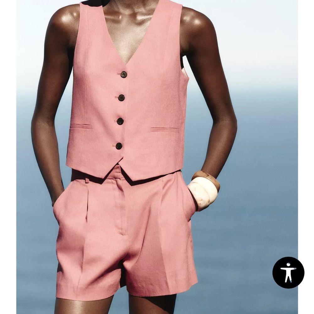 Zara Marsala Bermuda Shorts with Vest Set